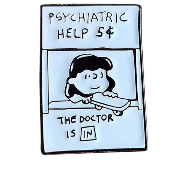 Psychiatric Help 5¢ Lucy Enamel Pin - Peanuts Inspired - Picture 1 of 3